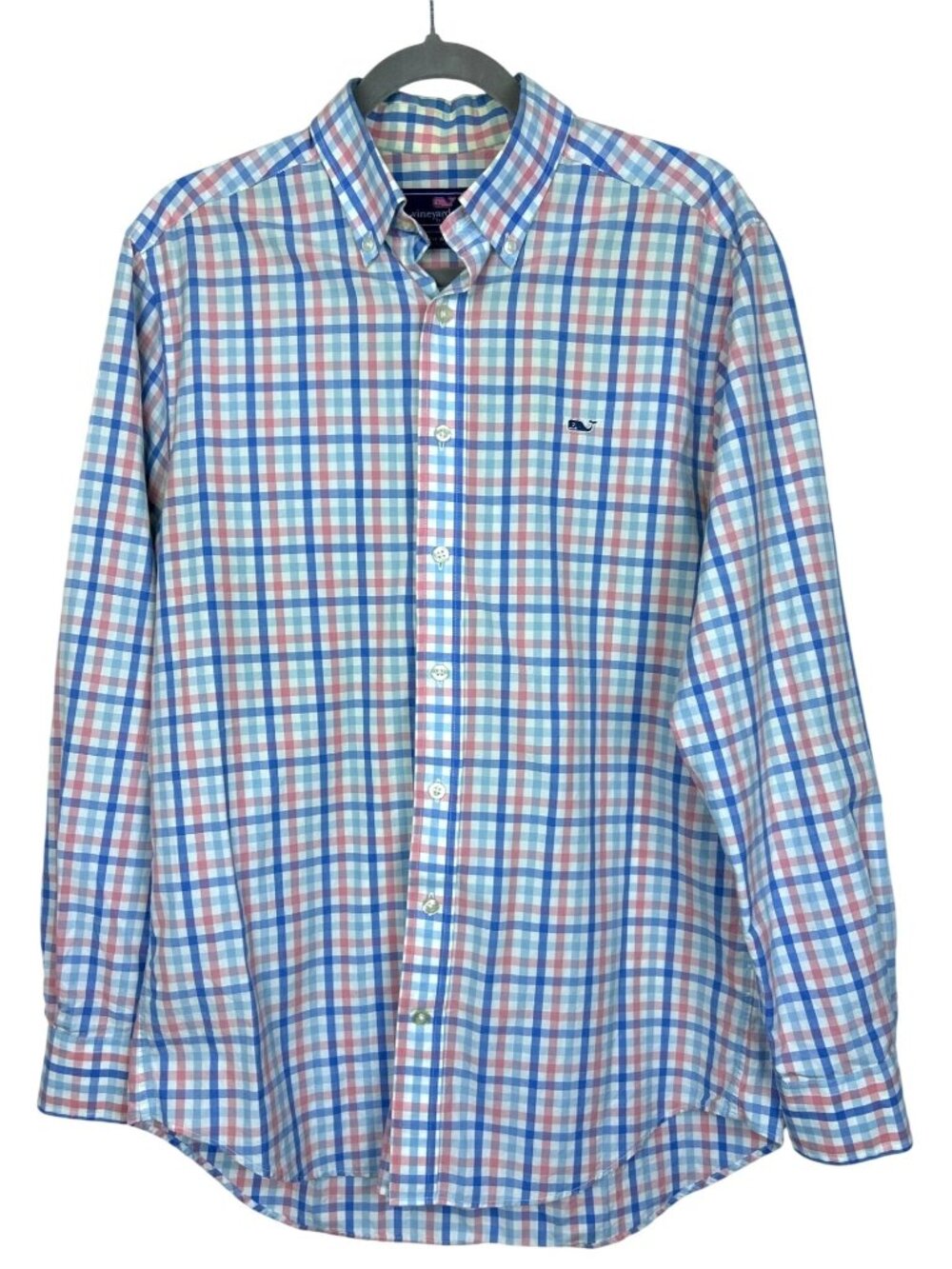 Vineyard Vines Slim Fit Whale Shirt Sz M Plaid Long Sleeve Button Down Coastal
